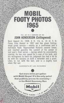 1965 Mobil Footy Photos VFL #20 John Henderson Back